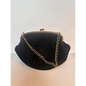 Vintage Ingber Black Velvet Evening Bag | Mid-Century Kiss-Lock Clutch